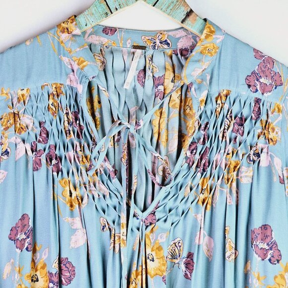 Free People Pebble Crepe Tunic Flowy Oversize Hippie Boho Floral Top, Size XS - Picture 4 of 12
